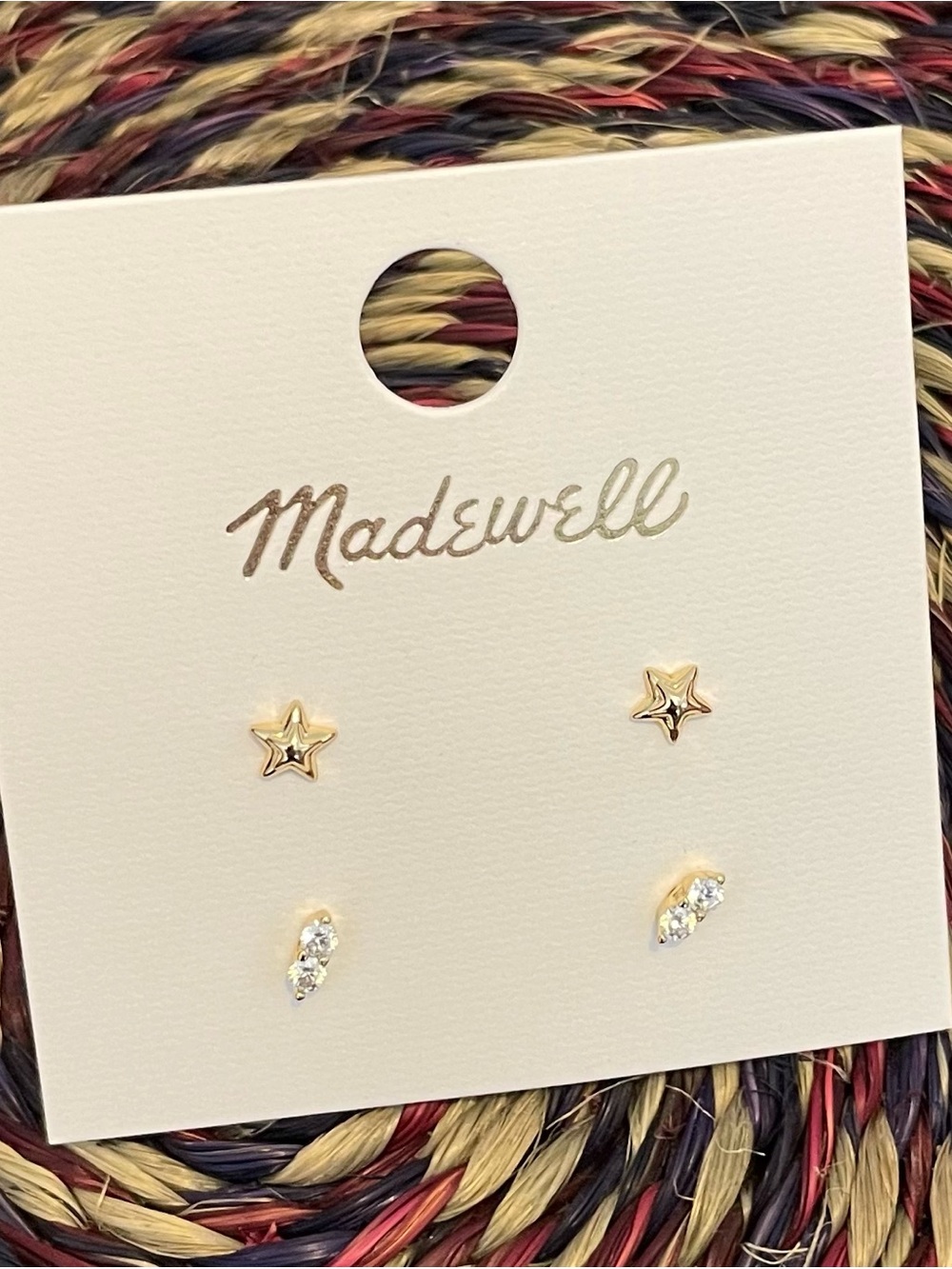 Madewell Gold Star and Crystal Stud Earring Set